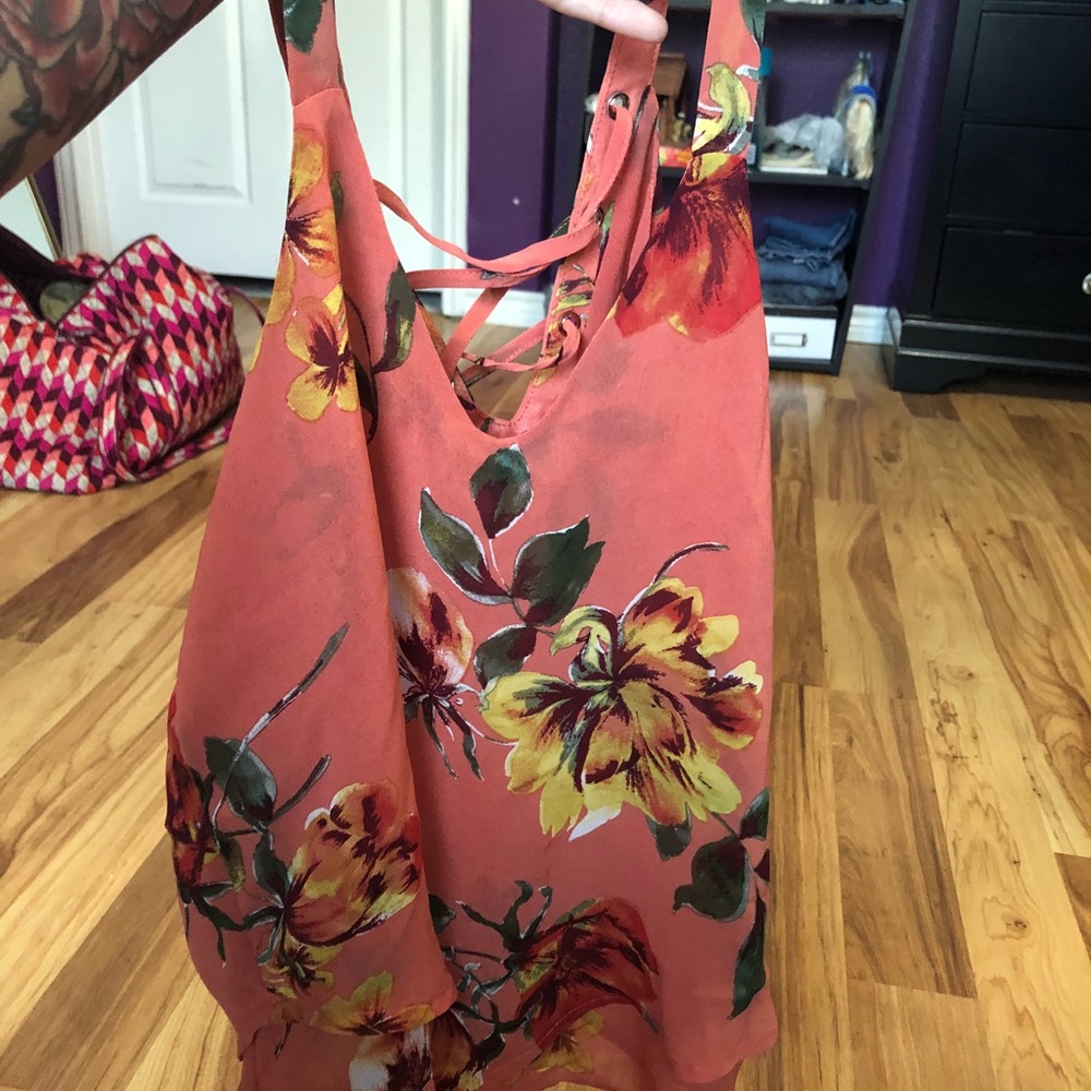 Orange floral tank top